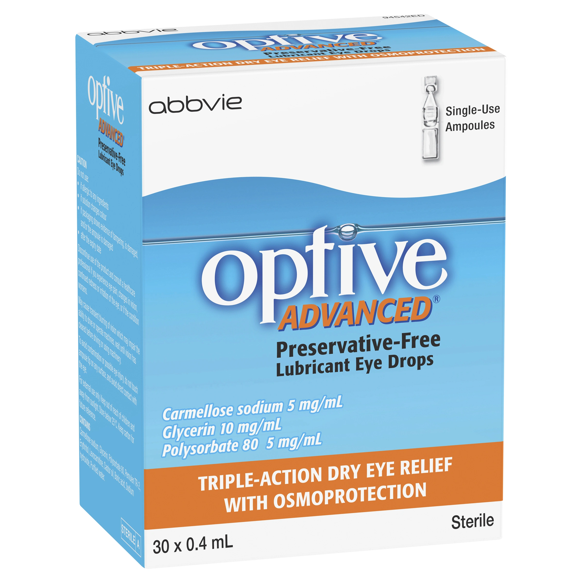 Optive Advanced® Preservative-Free Lubricant Eye Drops 30 x 0.4 mL