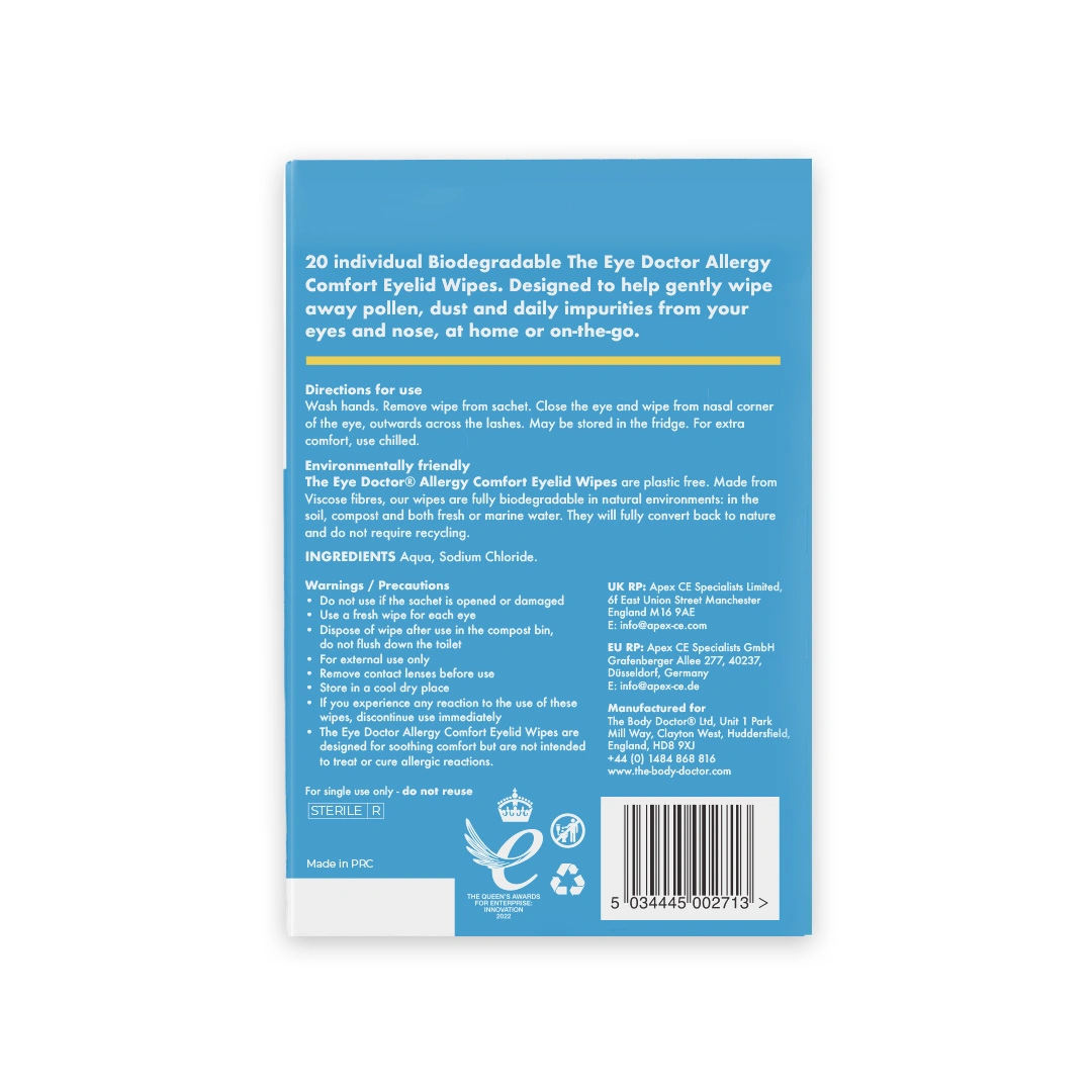 The Eye Doctor Biodegradable Hay Fever Relief Eyelid Wipes - 20pk