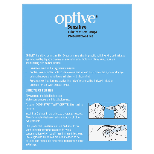 Optive® Sensitive Lubricant Eye Drops 30 x 0.4 mL
