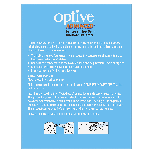 Optive Advanced® Preservative-Free Lubricant Eye Drops 30 x 0.4 mL