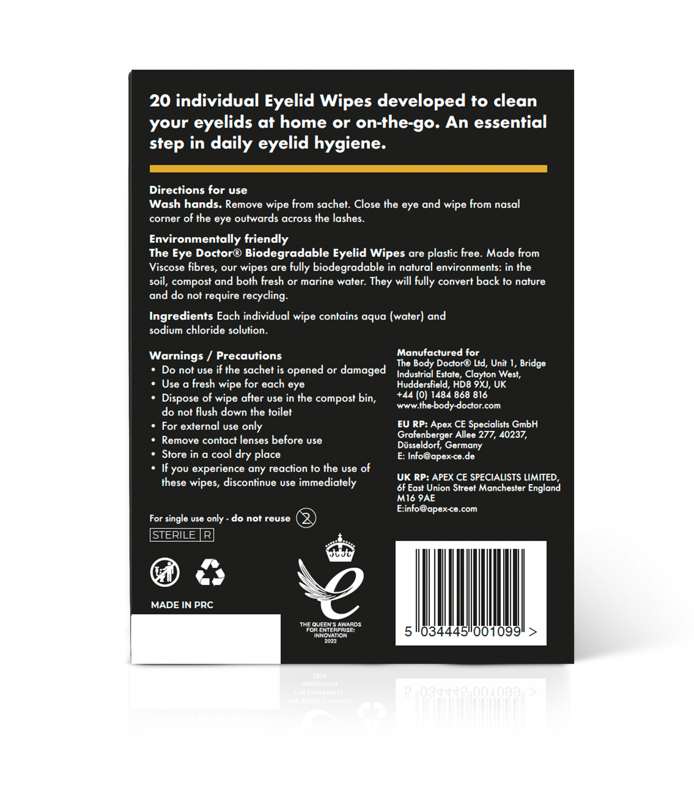 The Eye Doctor Biodegradable Lid Wipes- 20pk