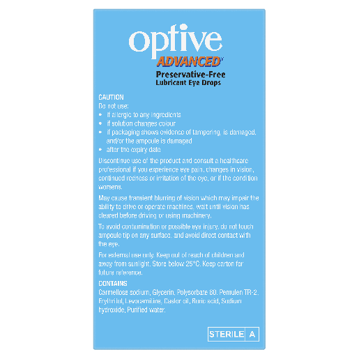 Optive Advanced® Preservative-Free Lubricant Eye Drops 30 x 0.4 mL