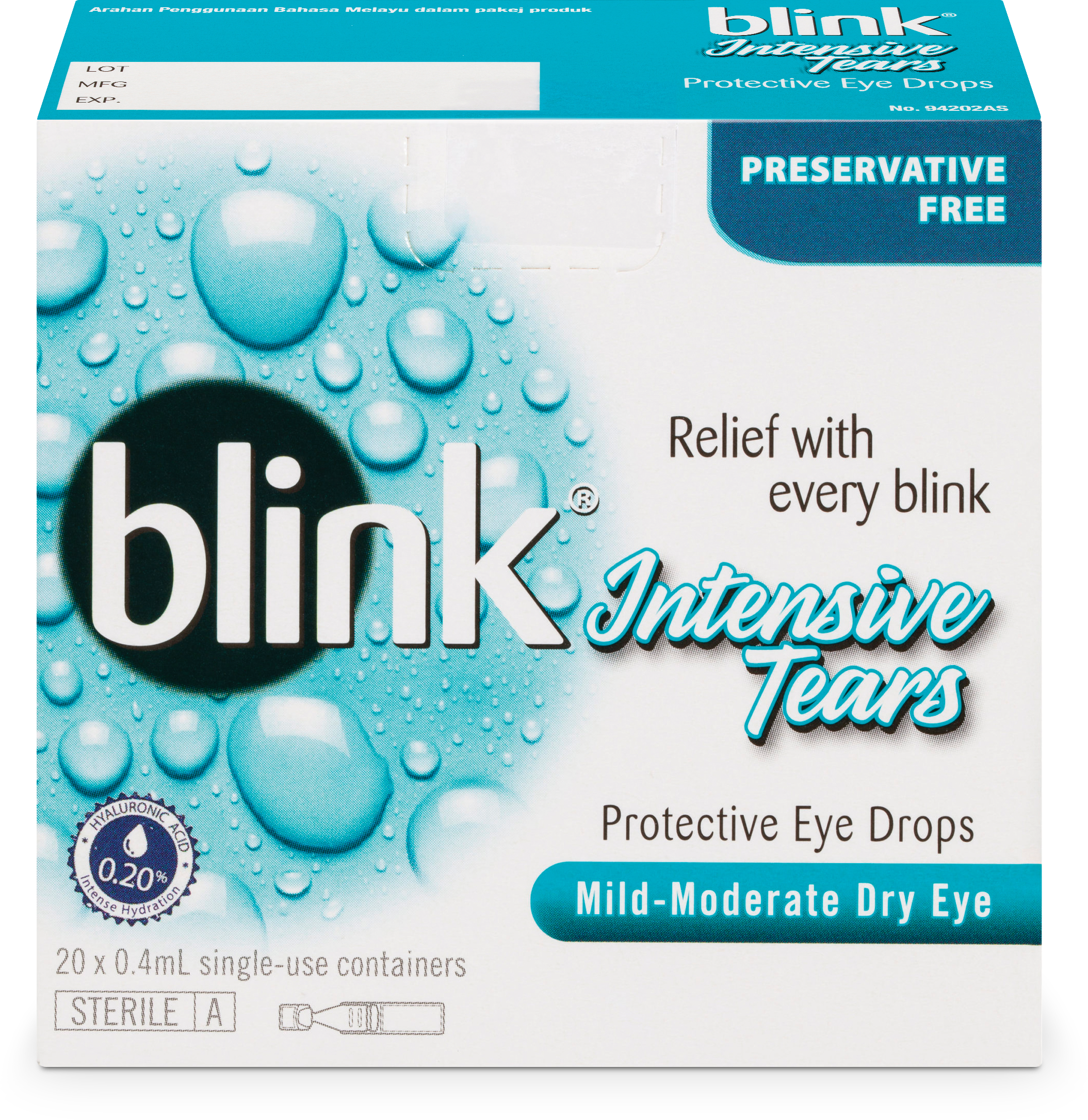 Blink Intensive Tears Preservative Free 0.4ml x 20 Vials