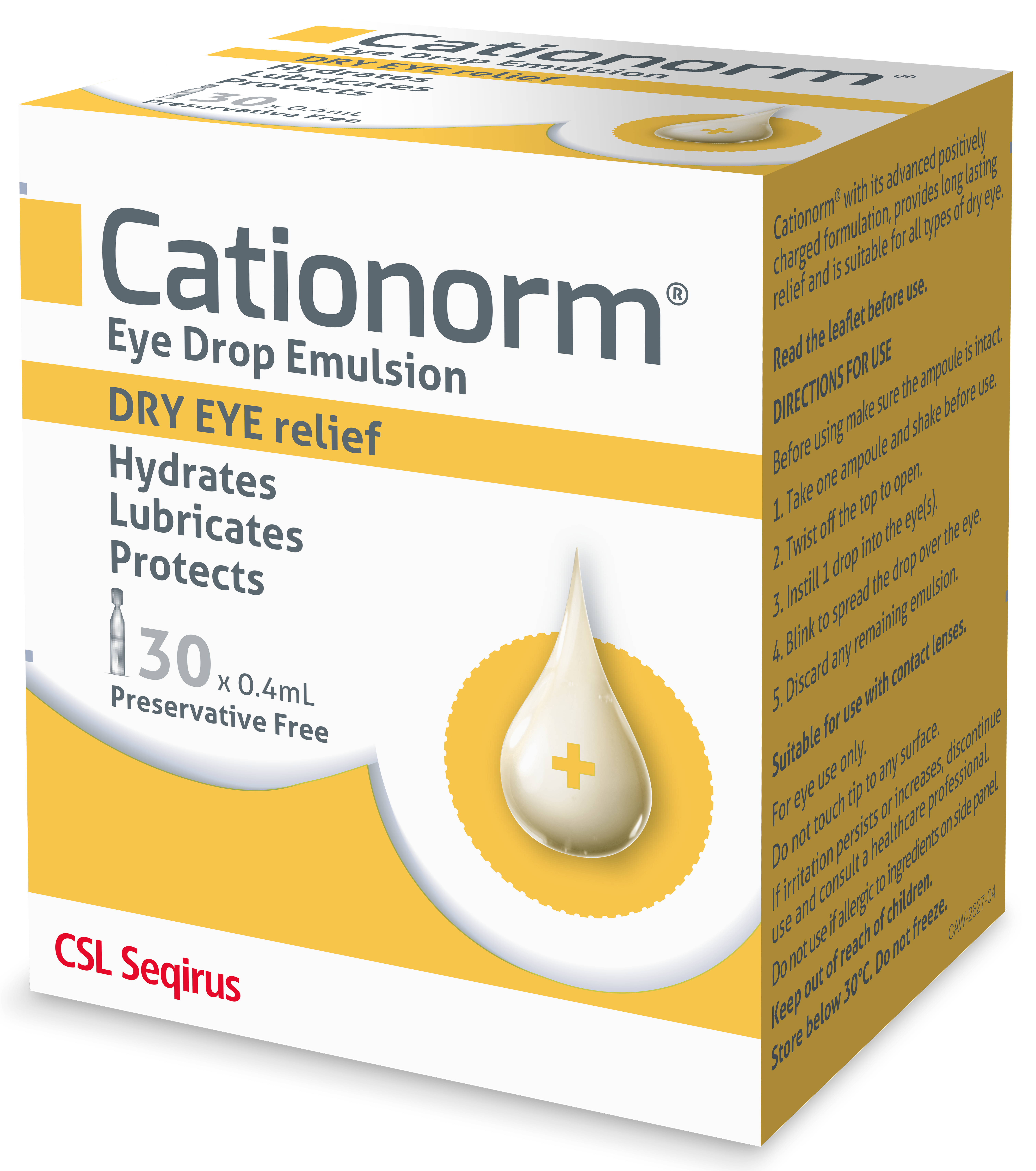 Cationorm Preservative Free Single Dose Ampoules (30 x 0.4mL)