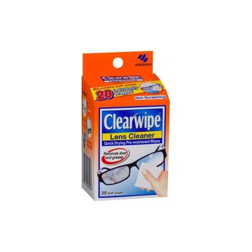 Clear Wipe Lens Cleaner Quick Drying Pre Moistened Wipe X 20