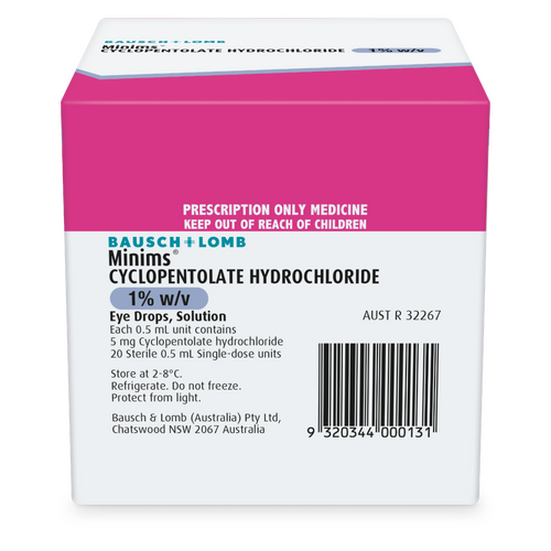Cyclopentolate Hydrochloride 1.0% Minims